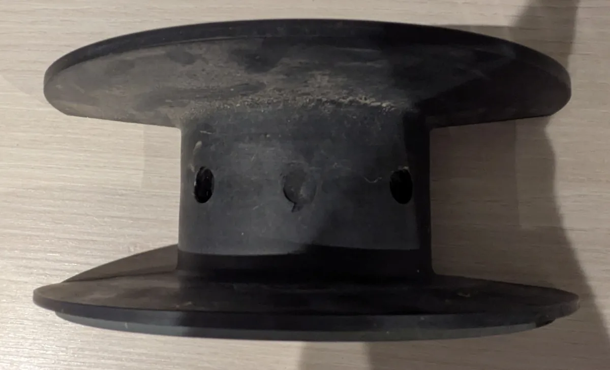 The worn original of an obsolete sailing furler drum, the part we measured and copied