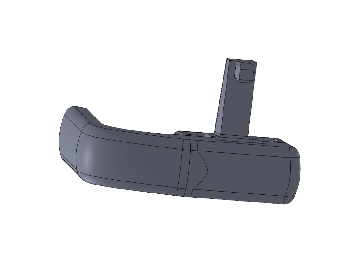 CAD render · curved automotive grip