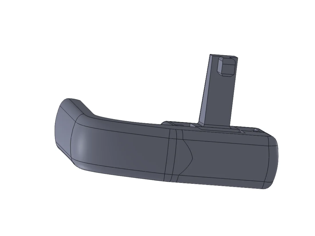 CAD render · curved automotive grip