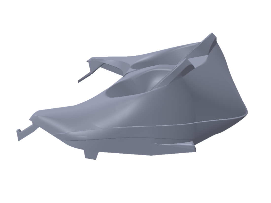 CAD render · aero body fairing with complex surfaces