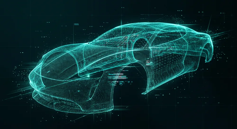 Illustration of a point-cloud capture of a curved vehicle body panel