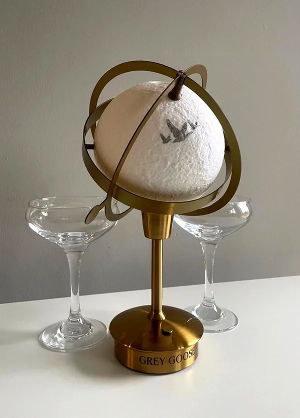 Bruff Drinks for Grey Goose cocktail moon activation — 100 gold moon globe pieces