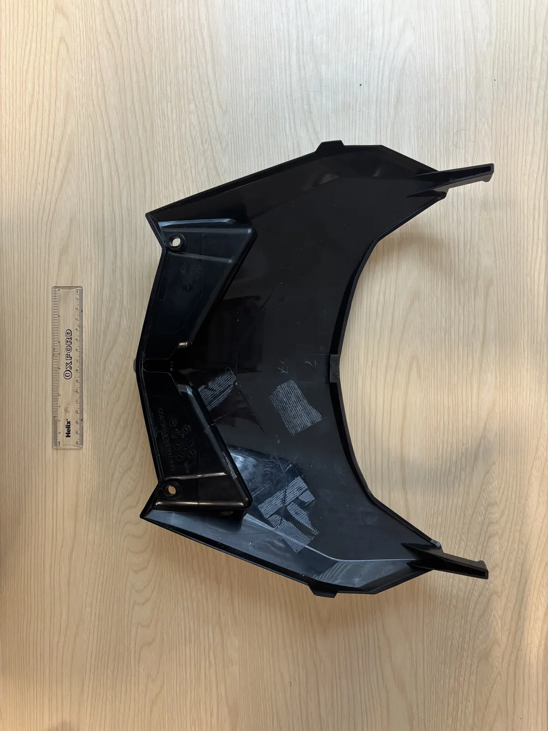 The underside of the 3D printed jet ski panel showing the ribbed, engineered internal structure