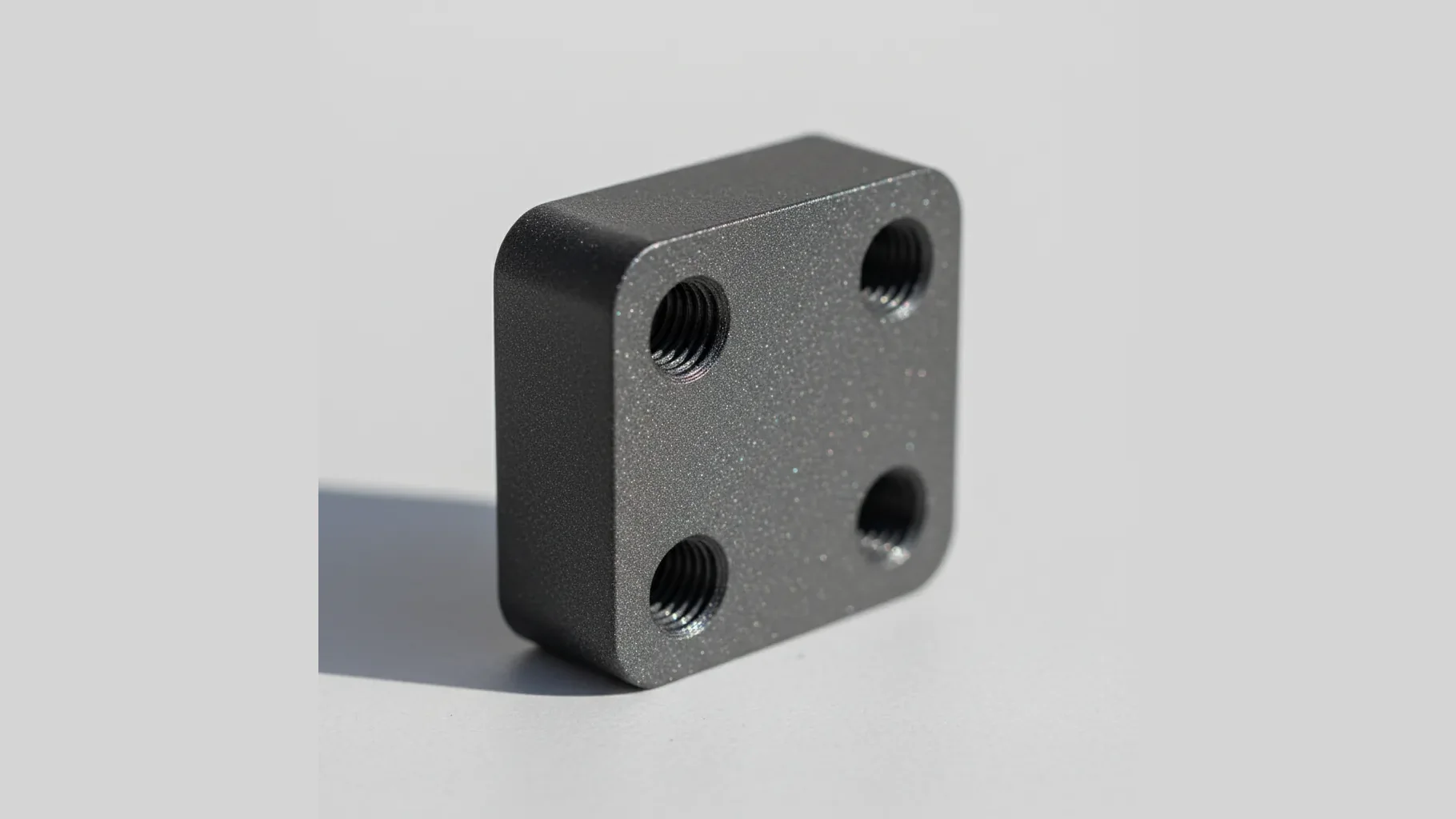 A single matte dark grey 3D-printed PA6-CF structural bracket with precise bolt holes