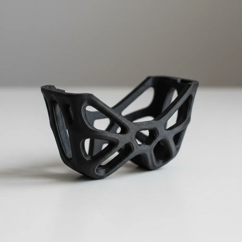 A 3D-printed PA612-CF topology-optimised lightweight bracket with stress-led ribbing