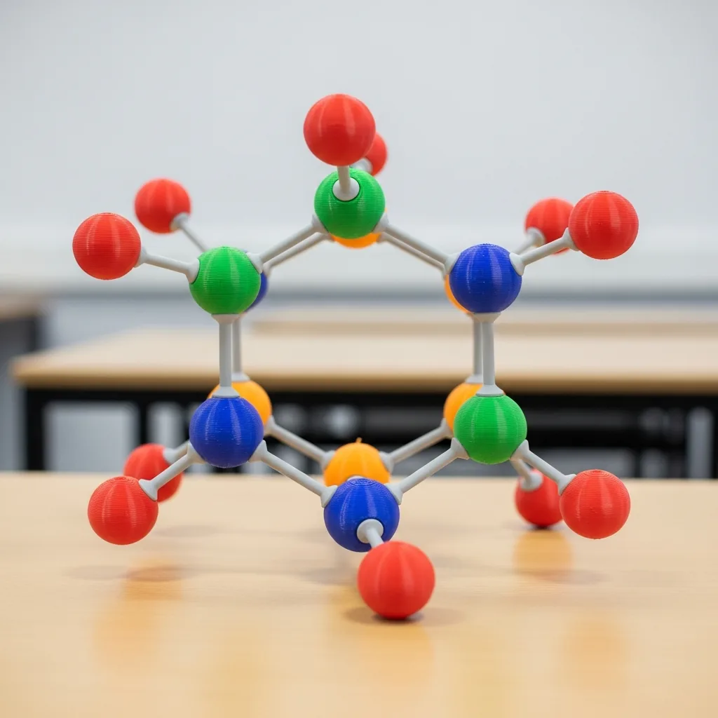 3D-printed PLA molecular structure model used as a classroom STEM teaching aid