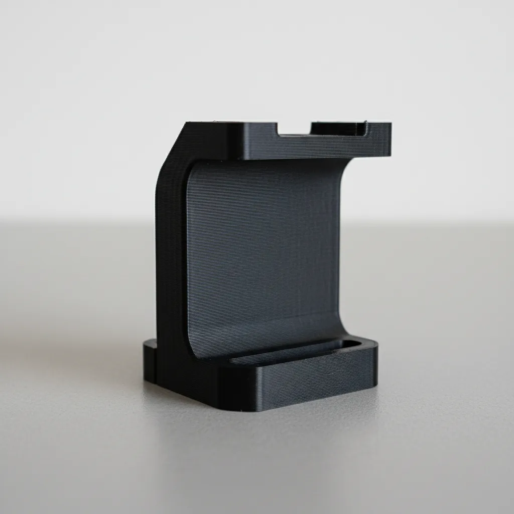 A 3D-printed matt-black PLA-CF camera rig mount and bracket