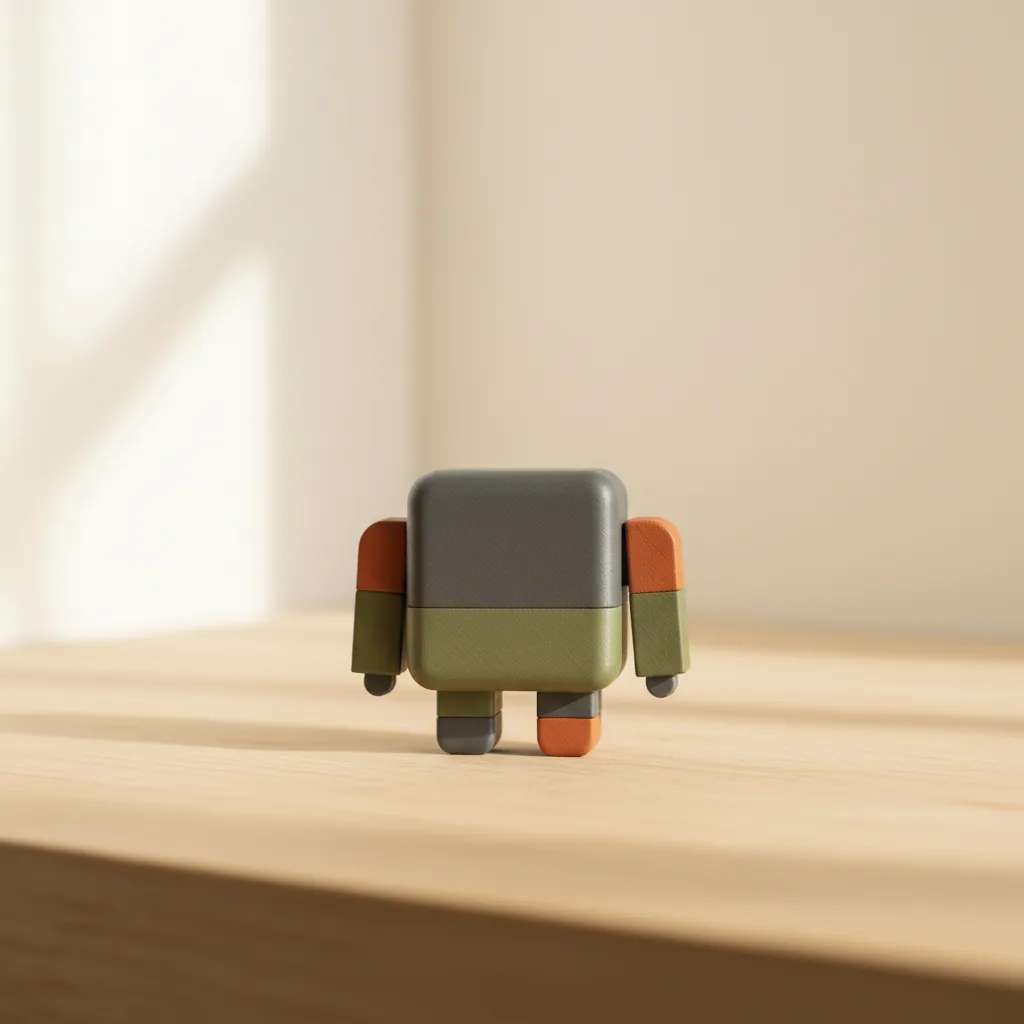 A 3D-printed matte PLA-Matte stop-motion film prop with a flat non-reflective finish