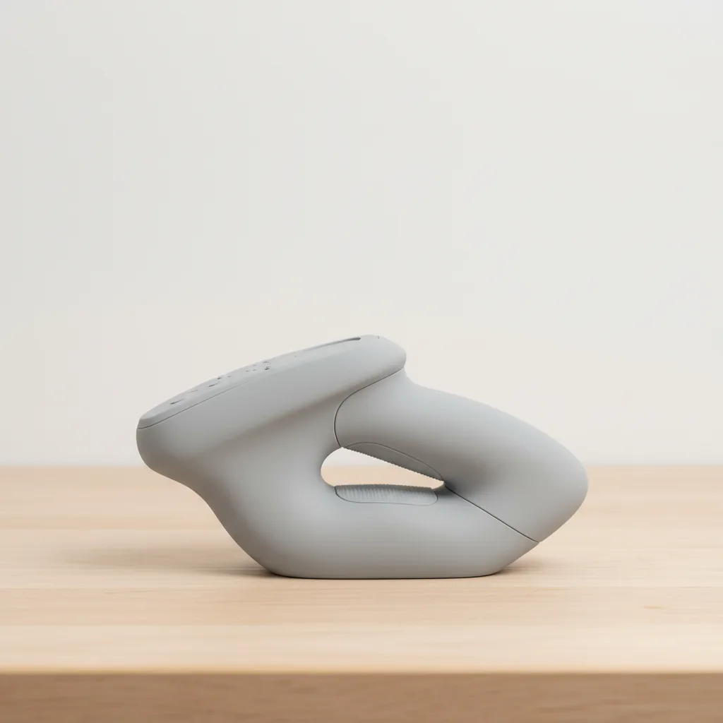 A 3D-printed matte PLA-Matte handheld product form study with a flat finish