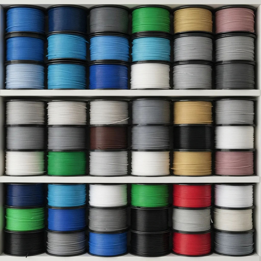 A range of PLA filament spool colours