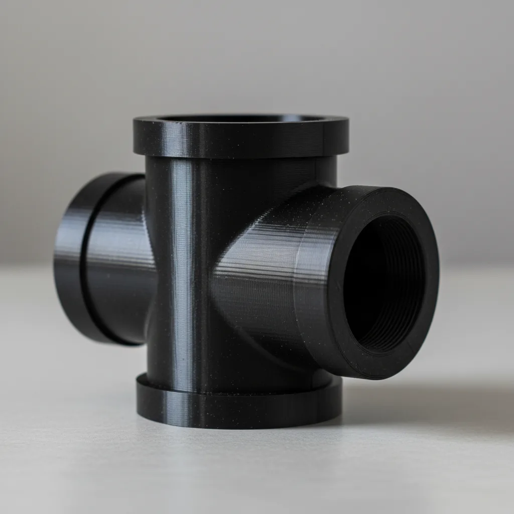 A 3D-printed PPS-CF chemical-plant valve and pipe fitting component