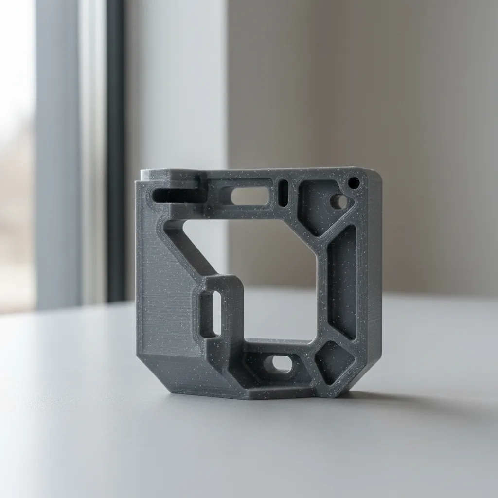 A 3D-printed grey PPS-GF dielectric EV battery insulator bracket