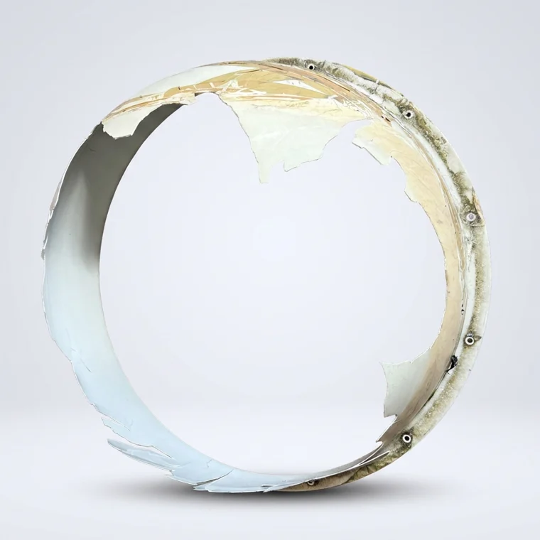 Broken original RoadPro cover, shattered across the front, on a studio background